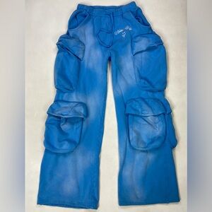 Naked Wolfe Baggy Cargo Sweatpants Women Large Blue Multi Pocket